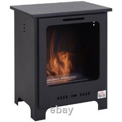Ethanol Fireplace Stove Freestanding Bioethanol Fire with 0.9L Tank 50cm BLACK