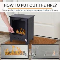 Ethanol Fireplace Stove Freestanding Bioethanol Fire with 0.9L Tank 50cm BLACK