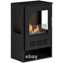 Ethanol Fireplace Stove with Shelf, Freestanding Bioethanol Fire, Indoor Ethanol