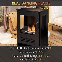 Ethanol Fireplace Stove with Shelf, Freestanding Bioethanol Fire, Indoor Ethanol