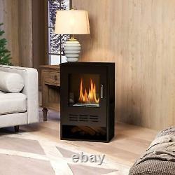 Ethanol Fireplace Stove with Shelf, Freestanding Bioethanol Fire, Indoor Ethanol