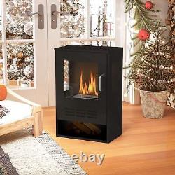 Ethanol Fireplace Stove with Shelf, Freestanding Bioethanol Fire, Indoor Ethanol