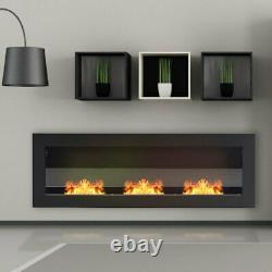 FIREPLACE Modern Wall Mounted Bio Ethanol Fireplace 900/1200 x 400 + GLASS PANEL