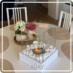 FREESTANDING BIOETHANOL FIREPLACE SUNSET MINI WHITE- Garden-Patio-Balcony-Indoor
