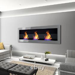 Fireplace 120cm with Glass Bio Ethanol Wall Mounte-in to Bioethanol Fire Biofire