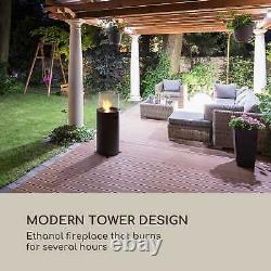 Fireplace Bio Ethanol Indoor Outdoor Space Heater Glass Steel Burner 0.8 L Black