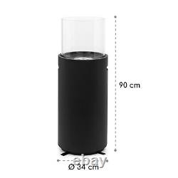 Fireplace Bio Ethanol Indoor Outdoor Space Heater Glass Steel Burner 0.8 L Black