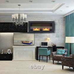 Fireplace Bio Ethanol Inset Wall Mounted Steel Glass Clean Burner Home Display