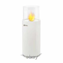 Fireplace Bio Ethanol Space Heater Indoor Outdoor Glass Steel Burner 0.8 L White