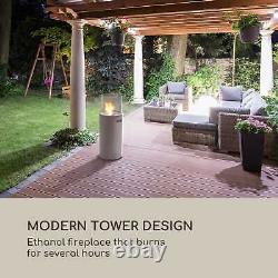 Fireplace Bio Ethanol Space Heater Indoor Outdoor Glass Steel Burner 0.8 L White