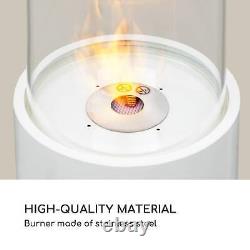 Fireplace Bio Ethanol Space Heater Indoor Outdoor Glass Steel Burner 0.8 L White