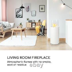 Fireplace Bio Ethanol Space Heater Indoor Outdoor Glass Steel Burner 0.8 L White