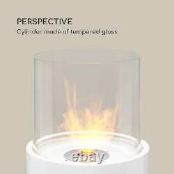 Fireplace Bio Ethanol Space Heater Indoor Outdoor Glass Steel Burner 0.8 L White