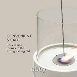 Fireplace Bio Ethanol Space Heater Indoor Outdoor Glass Steel Burner 0.8 L White