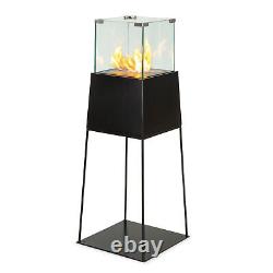 Fireplace Lantern Bio Ethanol Garden Indoor Outdoor Glass Burner 0.25 L Black