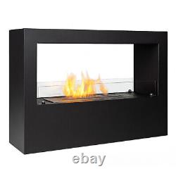 Fireplace Surround Bio Ethanol Home Outdoor Burner Freestanding Steel 3L Black