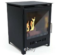 Freestanding Bio Ethanol Fireplace with Fuel Box & Ceramic Logs