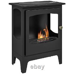 Freestanding Bioethanol Fireplace Ethanol Heater Stove 1.2L Tank Black HOMCOM