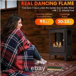Freestanding Bioethanol Fireplace Ethanol Heater Stove 1.2L Tank Black RRP £215