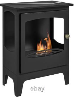 Freestanding Bioethanol Fireplace Ethanol Heater Stove 1.2L Tank Black RRP £215