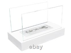 Freestanding Bioethanol Fireplace Home White Matt Glass