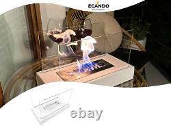 Freestanding Bioethanol Fireplace Home White Matt Glass