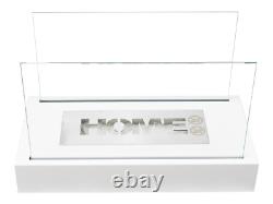 Freestanding Bioethanol Fireplace Home White Matt Glass