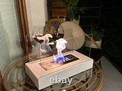 Freestanding Bioethanol Fireplace Home White Matt Glass