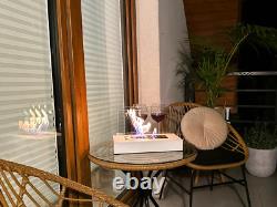 Freestanding Bioethanol Fireplace Home White Matt Glass