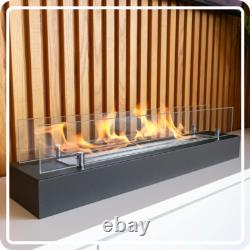 Freestanding Bioethanol Fireplace Insert 70 cm black with glass Garden-Patio