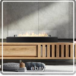 Freestanding Bioethanol Fireplace Insert 70 cm black with glass Garden-Patio