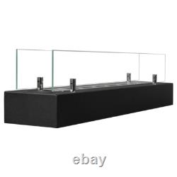Freestanding Bioethanol Fireplace Insert 70 cm black with glass Garden-Patio