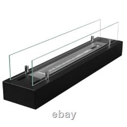 Freestanding Bioethanol Fireplace Insert 70 cm black with glass Garden-Patio