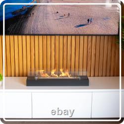 Freestanding Bioethanol Fireplace Insert 70 cm black with glass Garden-Patio