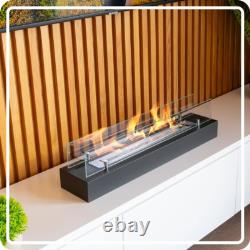 Freestanding Bioethanol Fireplace Insert 70 cm black with glass Garden-Patio