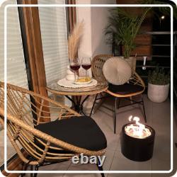 Freestanding Bioethanol Fireplace MOON Black MINI Garden-Patio-Indoor