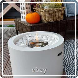 Freestanding Bioethanol Fireplace MOON White Garden-Patio-Balcony-Indoor