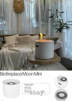 Freestanding Bioethanol Fireplace Moon Mini White Matt