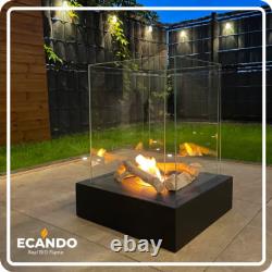 Freestanding Bioethanol Fireplace SUNSET Black Garden-Patio-Indoor