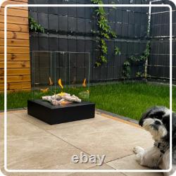 Freestanding Bioethanol Fireplace SUNSET Black Garden-Patio-Indoor