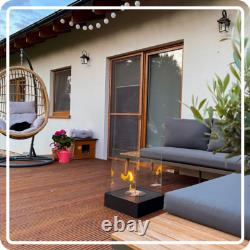 Freestanding Bioethanol Fireplace SUNSET Black Garden-Patio-Indoor
