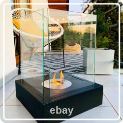 Freestanding Bioethanol Fireplace SUNSET Black Garden-Patio-Indoor