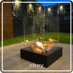 Freestanding Bioethanol Fireplace SUNSET Black Garden-Patio-Indoor