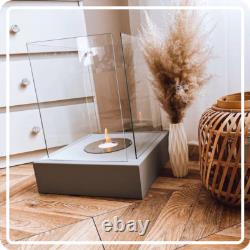 Freestanding Bioethanol Fireplace SUNSET Gray Garden-Patio-Indoor