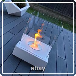Freestanding Bioethanol Fireplace SUNSET White Garden-Patio-Indoor