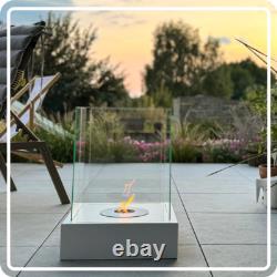Freestanding Bioethanol Fireplace SUNSET White Garden-Patio-Indoor