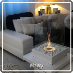 Freestanding Bioethanol Fireplace SUNSET White Garden-Patio-Indoor