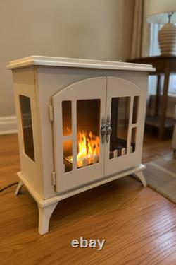 Freestanding Bioethanol Fireplace Stove Indoor Heat Modern 0.9L Tank White Open