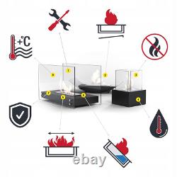 Freestanding Bioethanol fireplace ECHO black accessories set