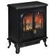 Freestanding Electric Fireplace With Led Flame, Double Door, 1000with2000w Black